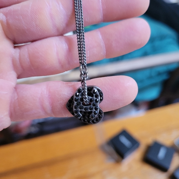 A beautiful black crystal heart Chanel necklace!
